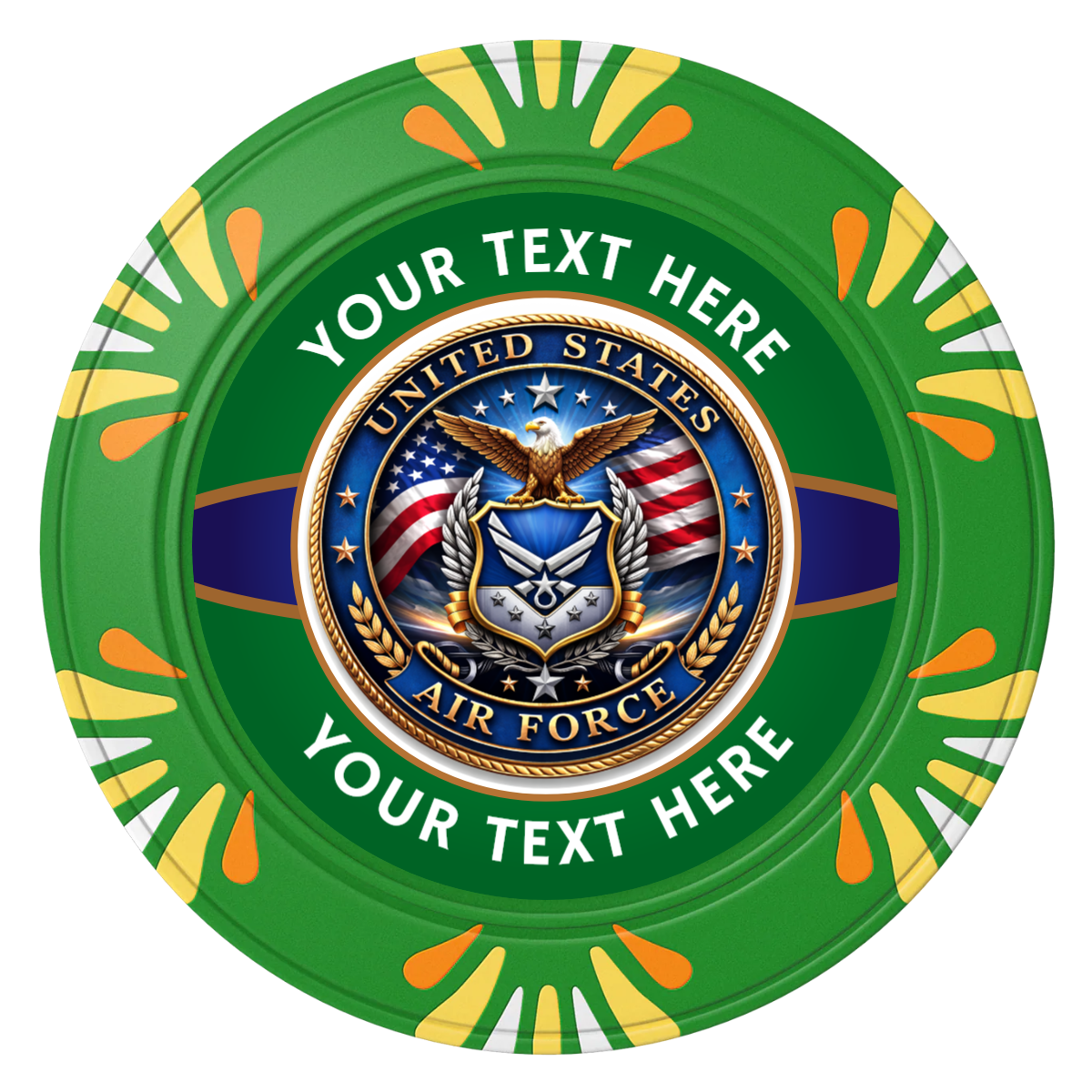Air Force Clay Poker Chips - Green / Macau / 40mm - Front