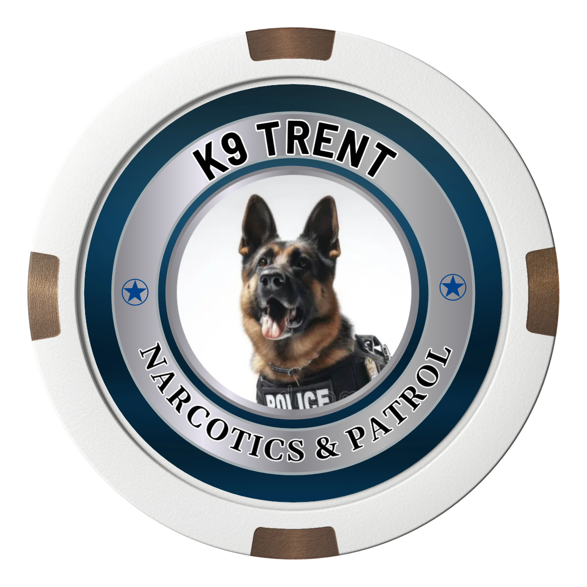 K-9 Trent Composite & Metal Hybrid Poker Chips - White - Front