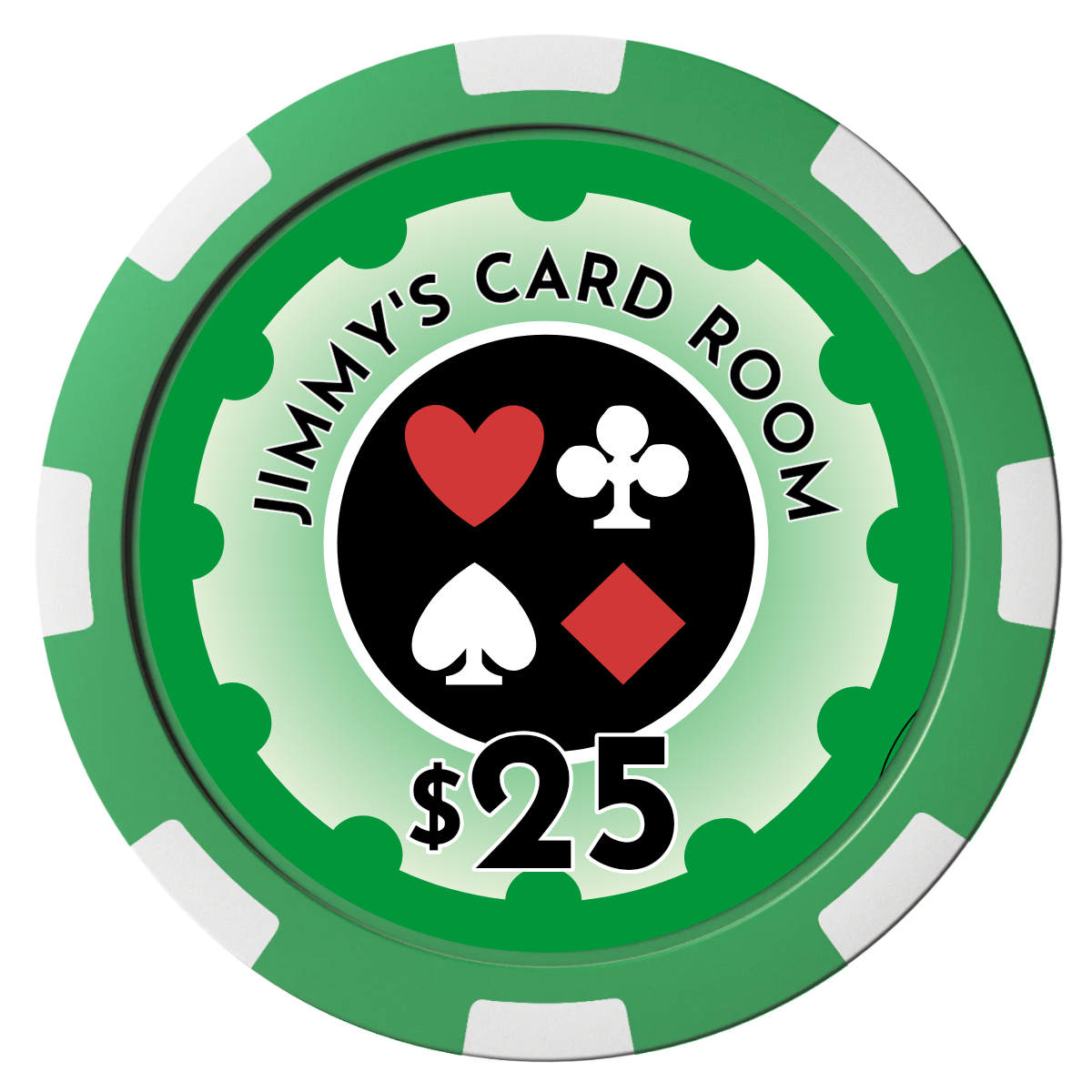 Your Four Suits Magnetic Composite Poker Chips - Green / 8 Spot - Back