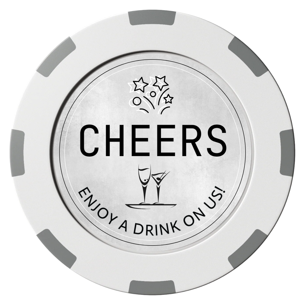 Chique Wedding Token Clay Poker Chips - White / 8 Spot (2 Tone) / 40mm - Front