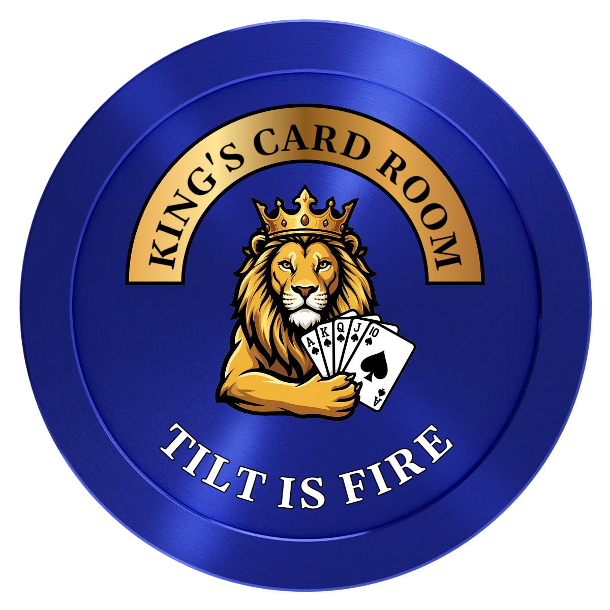 King's Card Room Aluminum Poker Card Guards - Blue - Front
