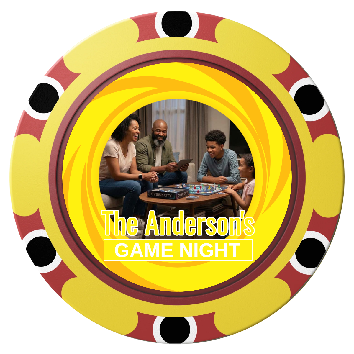 Anderson's Game Night Clay Poker Chips - Yellow / Monte Carlo / 40mm - Front