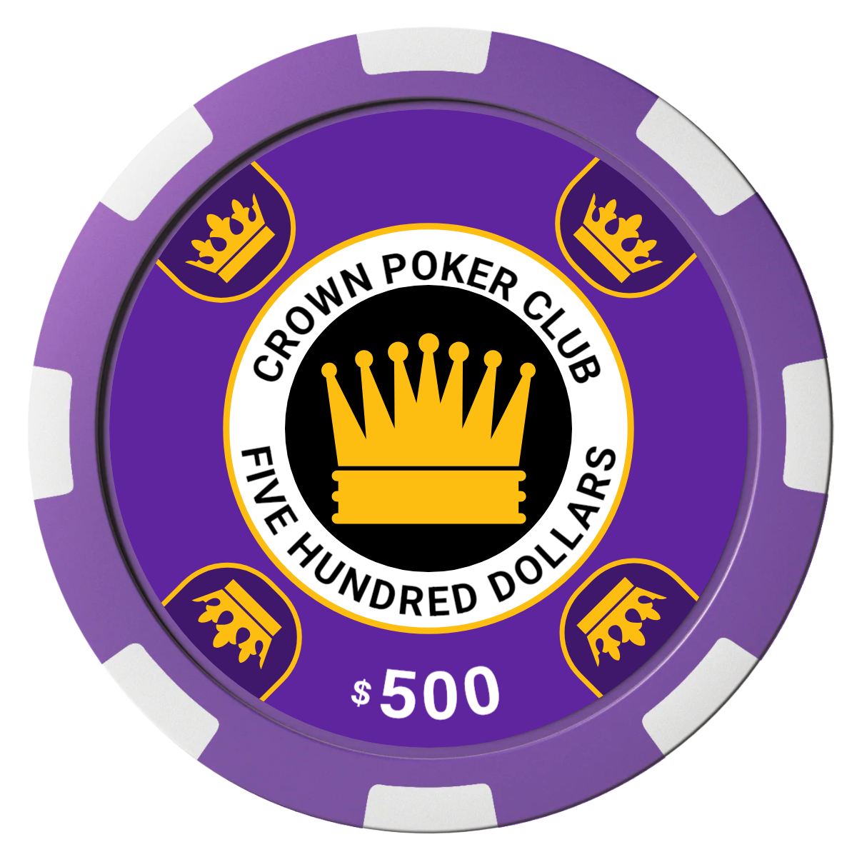 Crown Card Room Composite Poker Chips - Purple / 8 Spot - Front