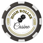 High Roller Casino Composite Poker Chips - Black / 8 Spot - Back