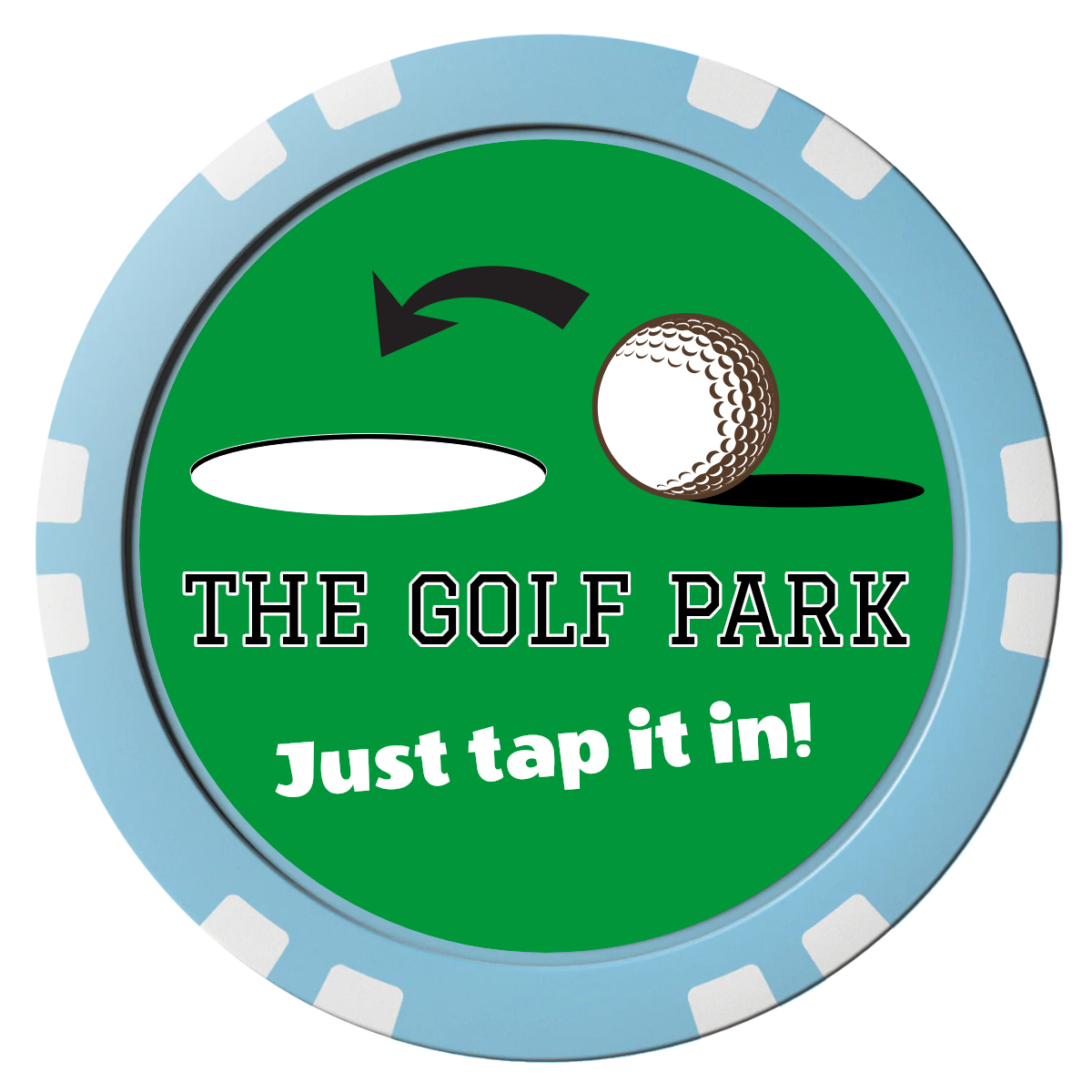 Golf Slogan Composite Poker Chips - Light Blue / Double Stripe - Front