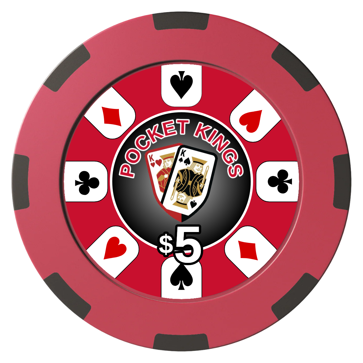Pocket Kings Clay Poker Chips - Red / 8 Spot (2 Tone) / 40mm - Front