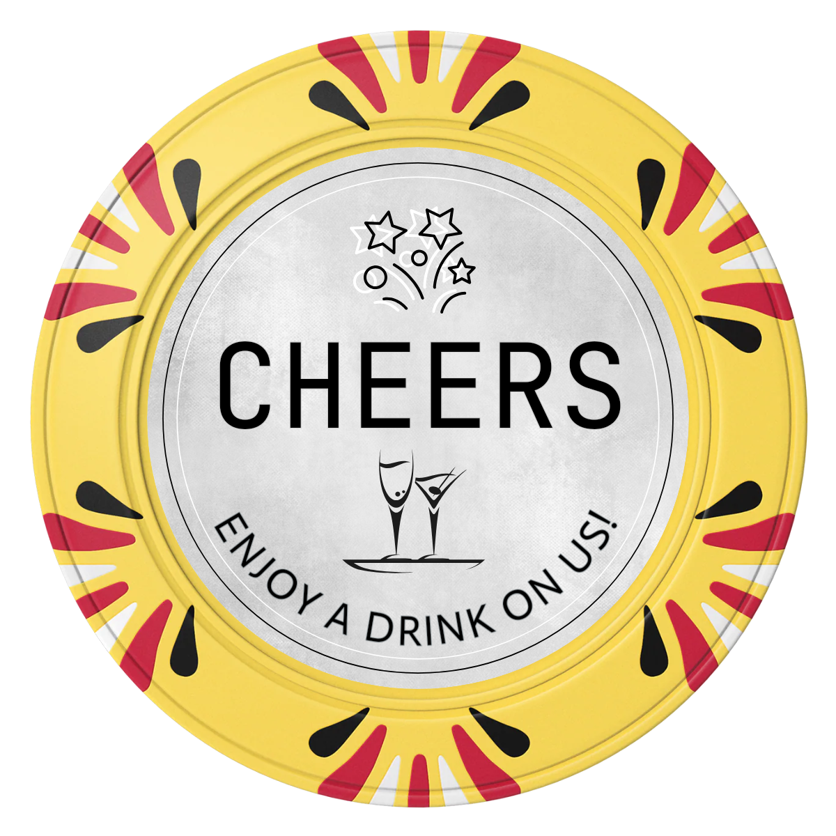 Chique Wedding Token Clay Poker Chips - Yellow / Macau / 40mm - Front