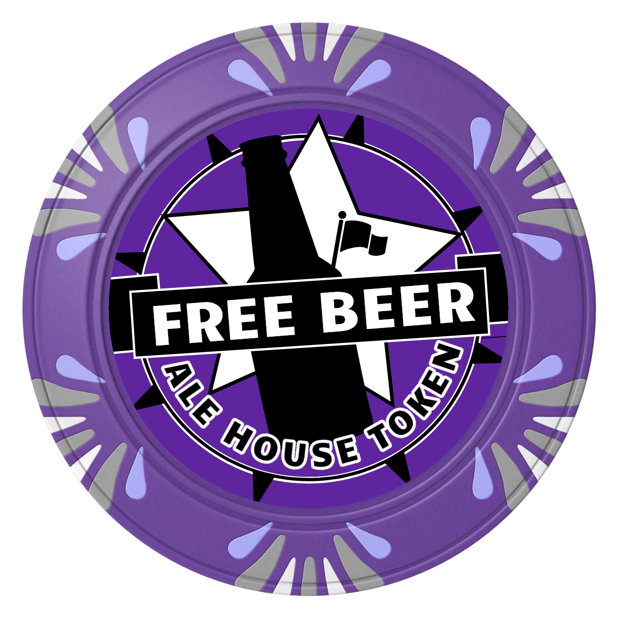 Free Beer Drink Clay Poker Chips - Purple / Macau / 40mm - Front