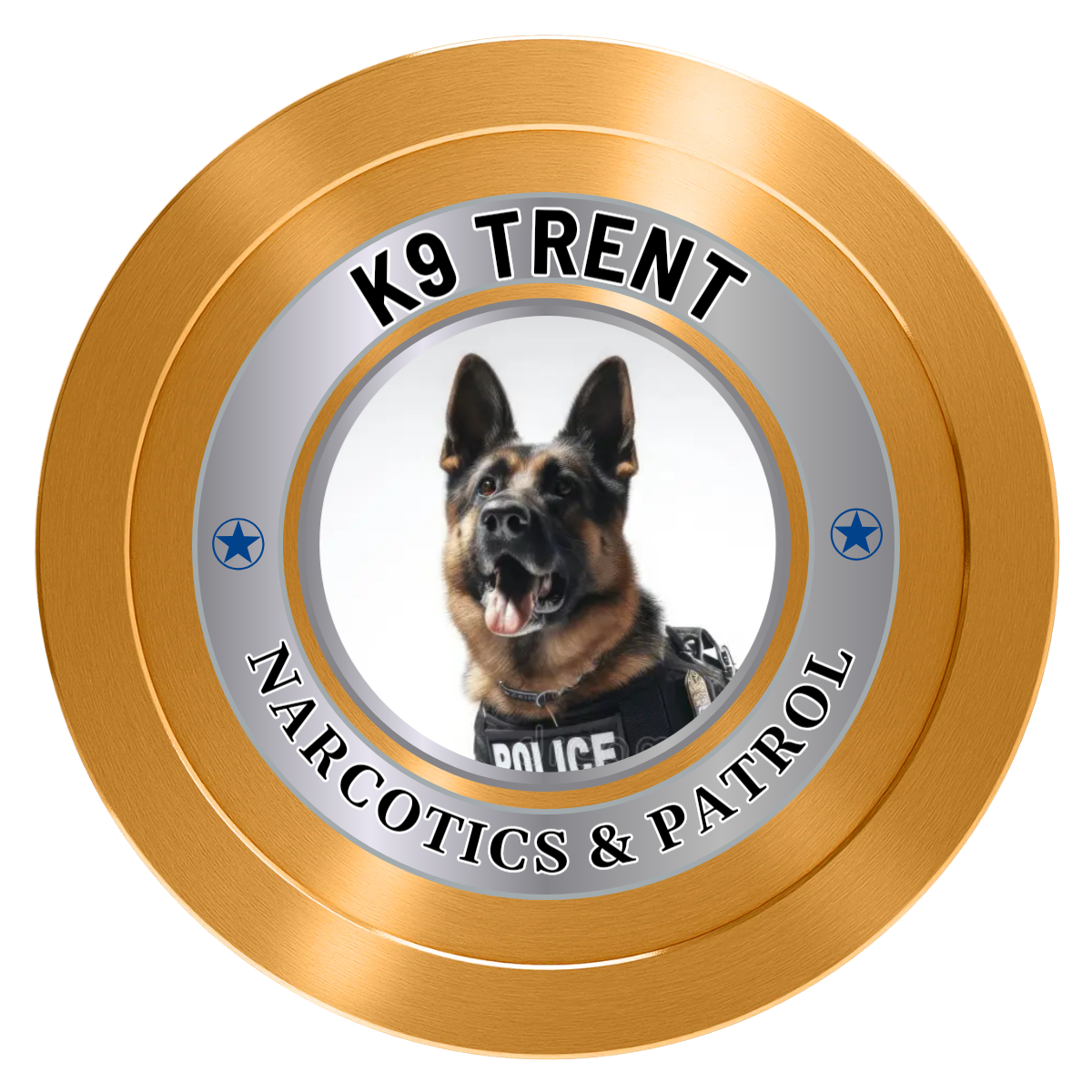 K-9 Trent Aluminum Poker Chips - Gold - Front