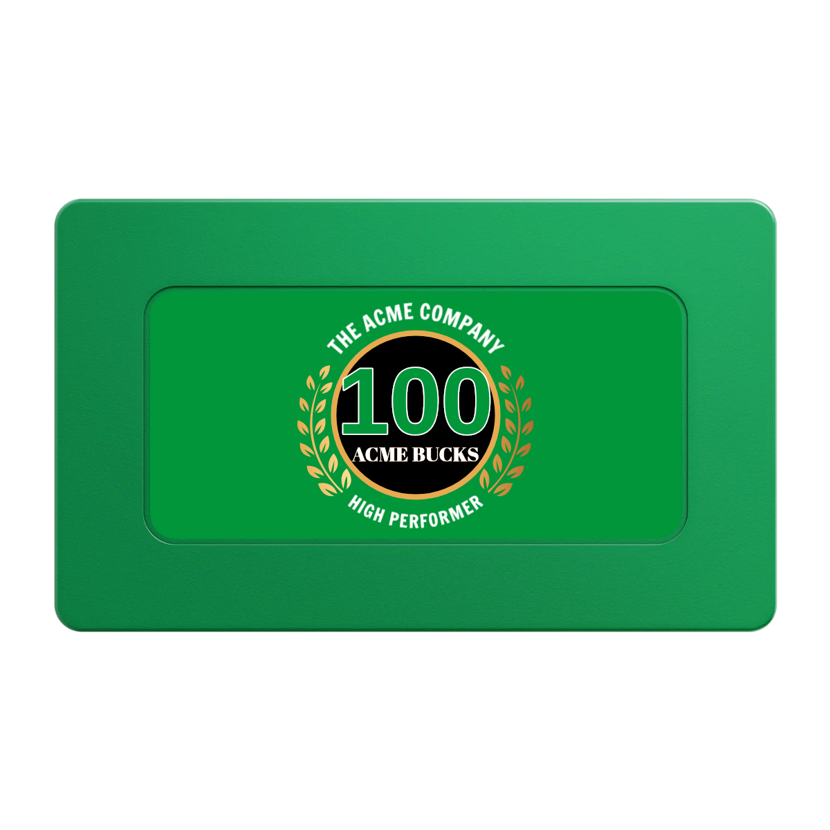 Achievement Wreath Rectangular Poker Chip Plaques - Green - Front