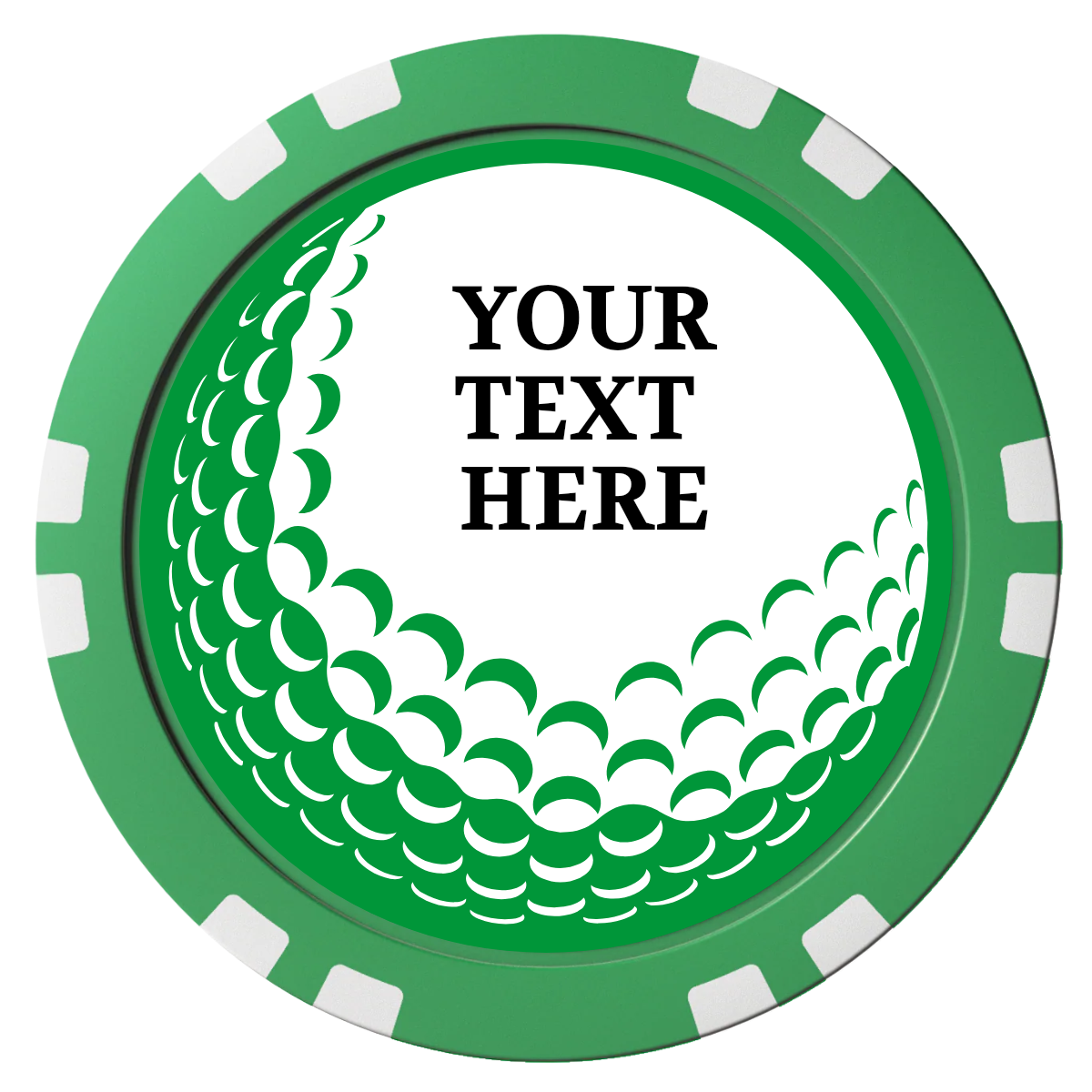 Hole In One Composite Poker Chips - Green / Double Stripe - Front