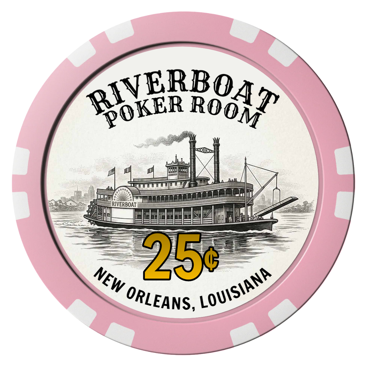 Riverboat Poker Room Composite Poker Chips - Pink / Double Stripe - Front
