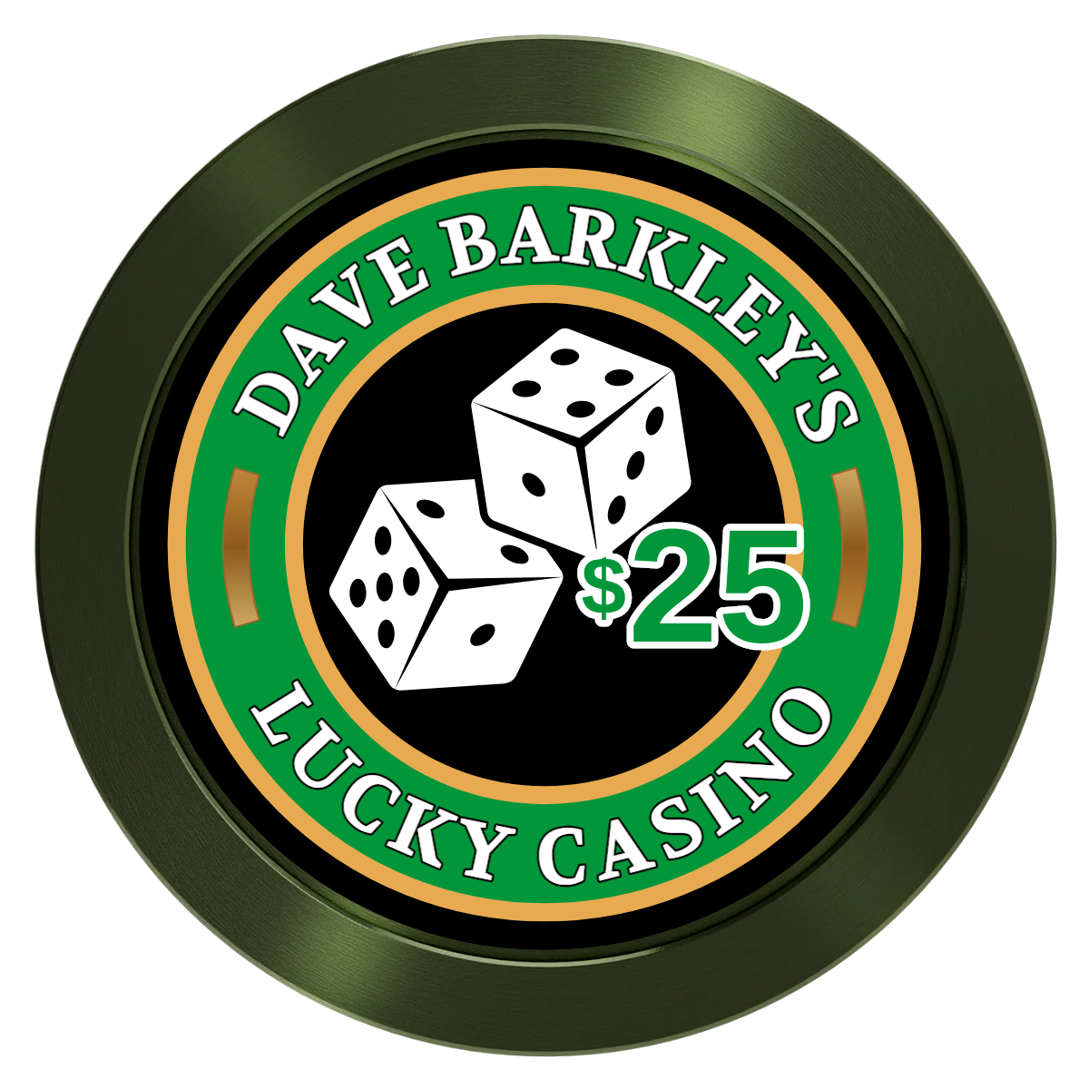 Dave's Lucky Casino Aluminum Poker Chips - Green - Back