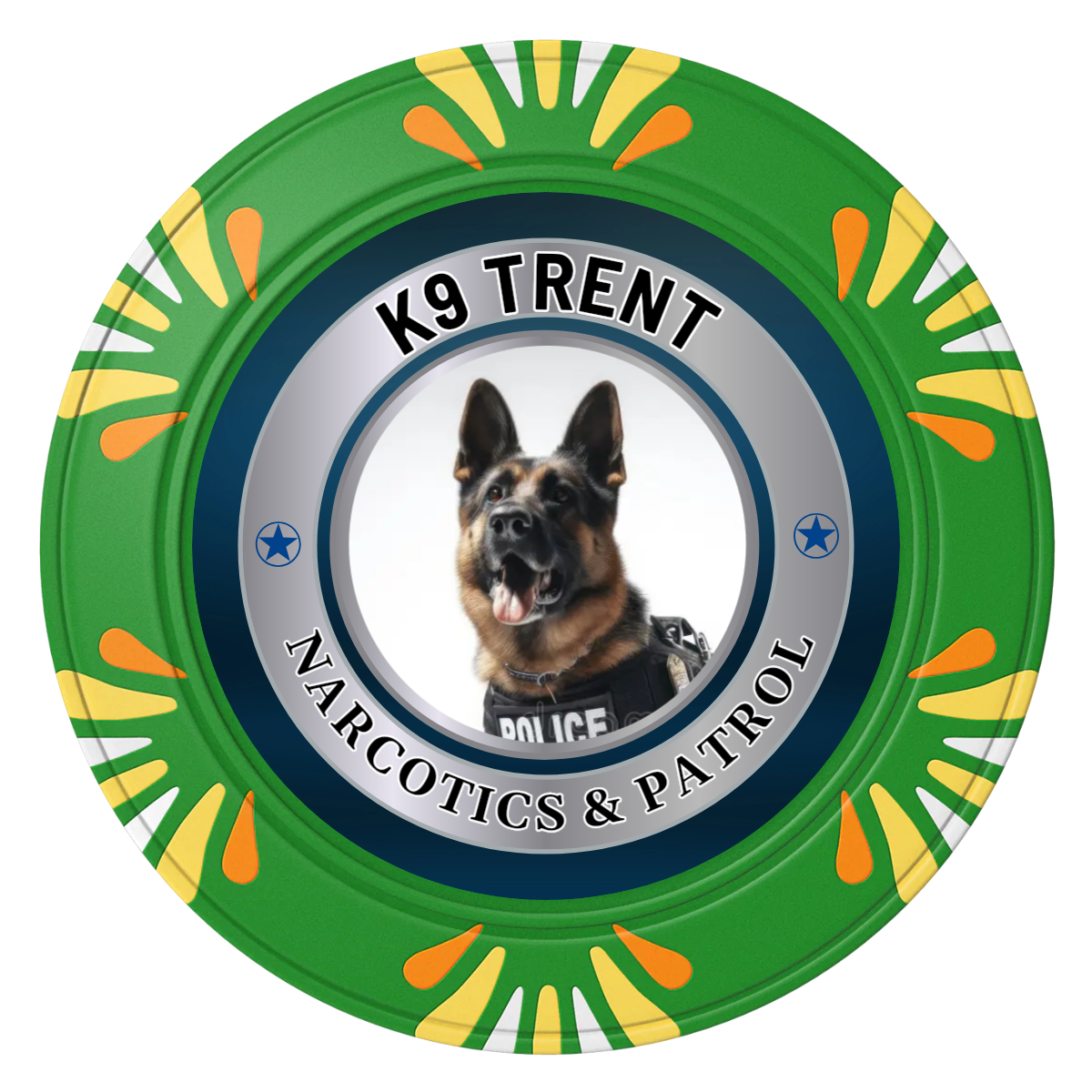 K-9 Trent Clay Poker Chips - Green / Macau / 40mm - Front
