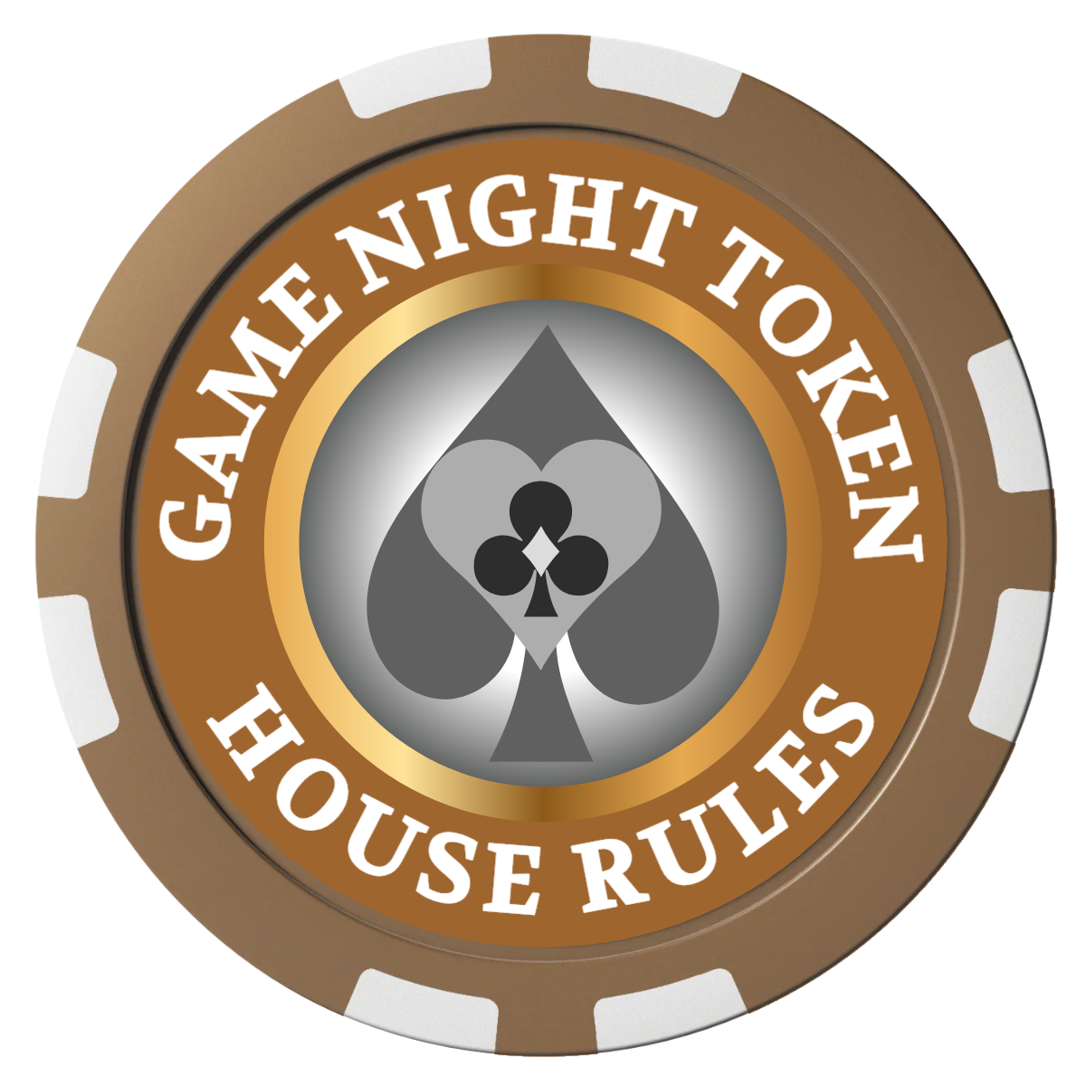 Stacked Suits Composite Poker Chips - Brown / 8 Stripe - Front