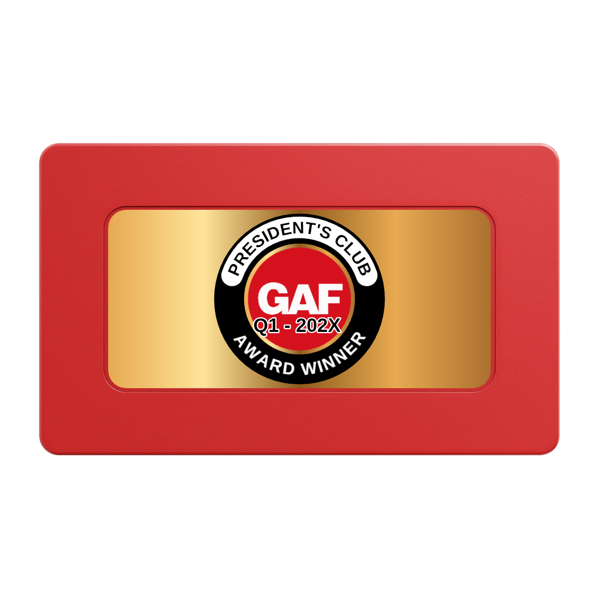 President's Club Rectangular Poker Chip Plaques - Red - Back