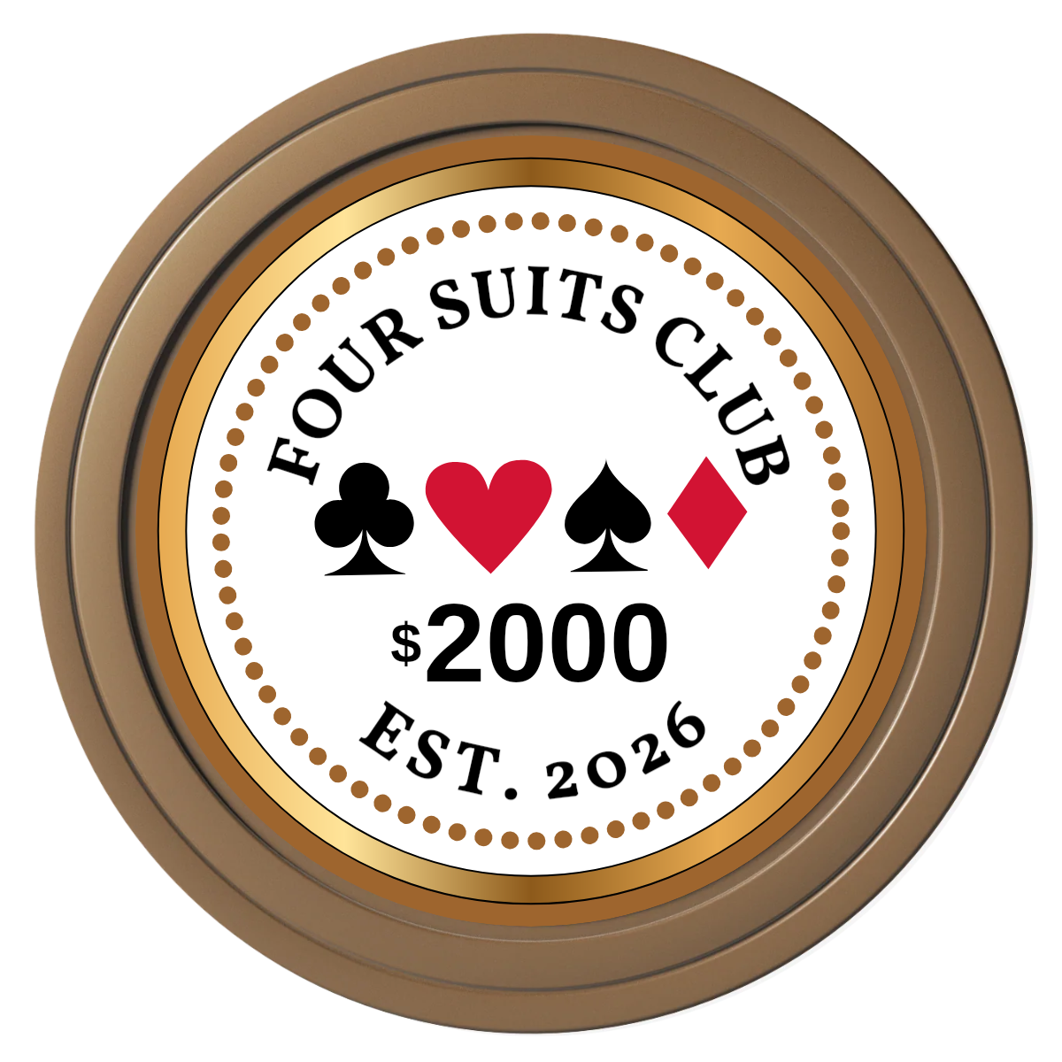 Fours Suits Club Composite Poker Chips - Brown / Solid - Front