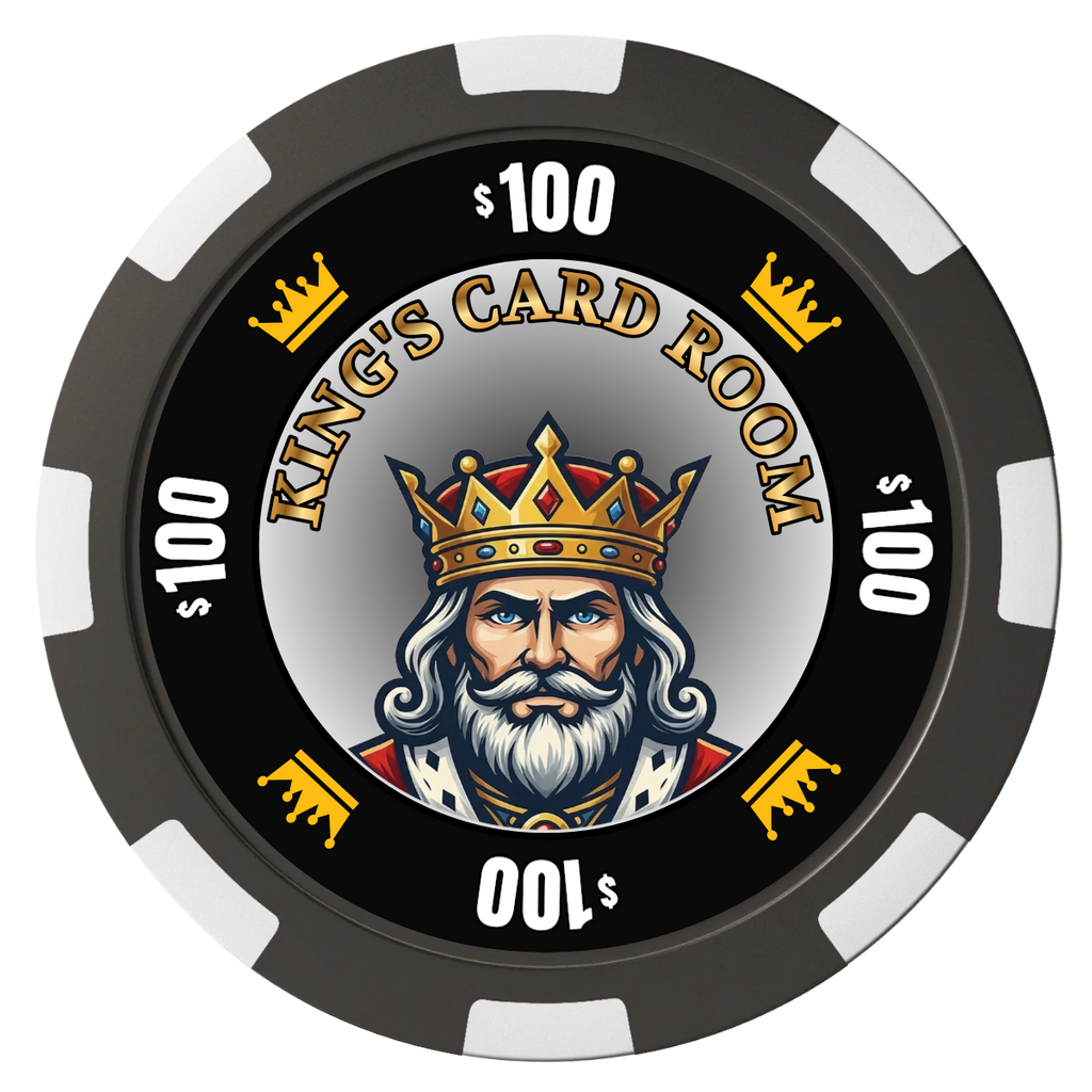 Kings Composite Poker Chips - Black / 8 Spot - Front