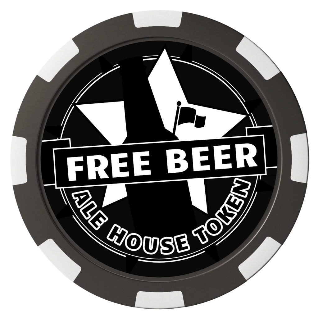 Free Beer Drink Magnetic Composite Poker Chips - Black / 8 Spot - Front