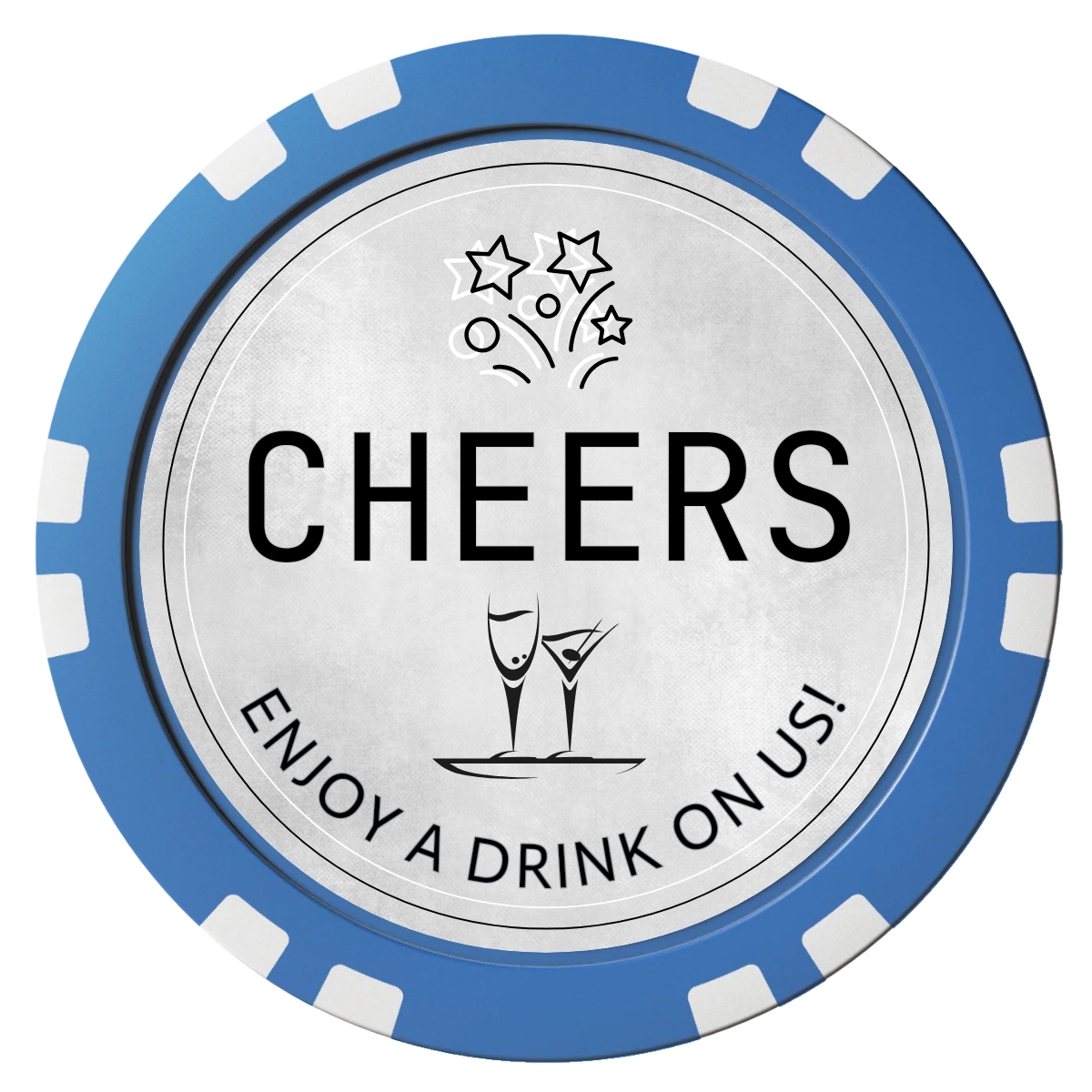 Chique Wedding Token Composite Poker Chips - Blue / Double Stripe - Front