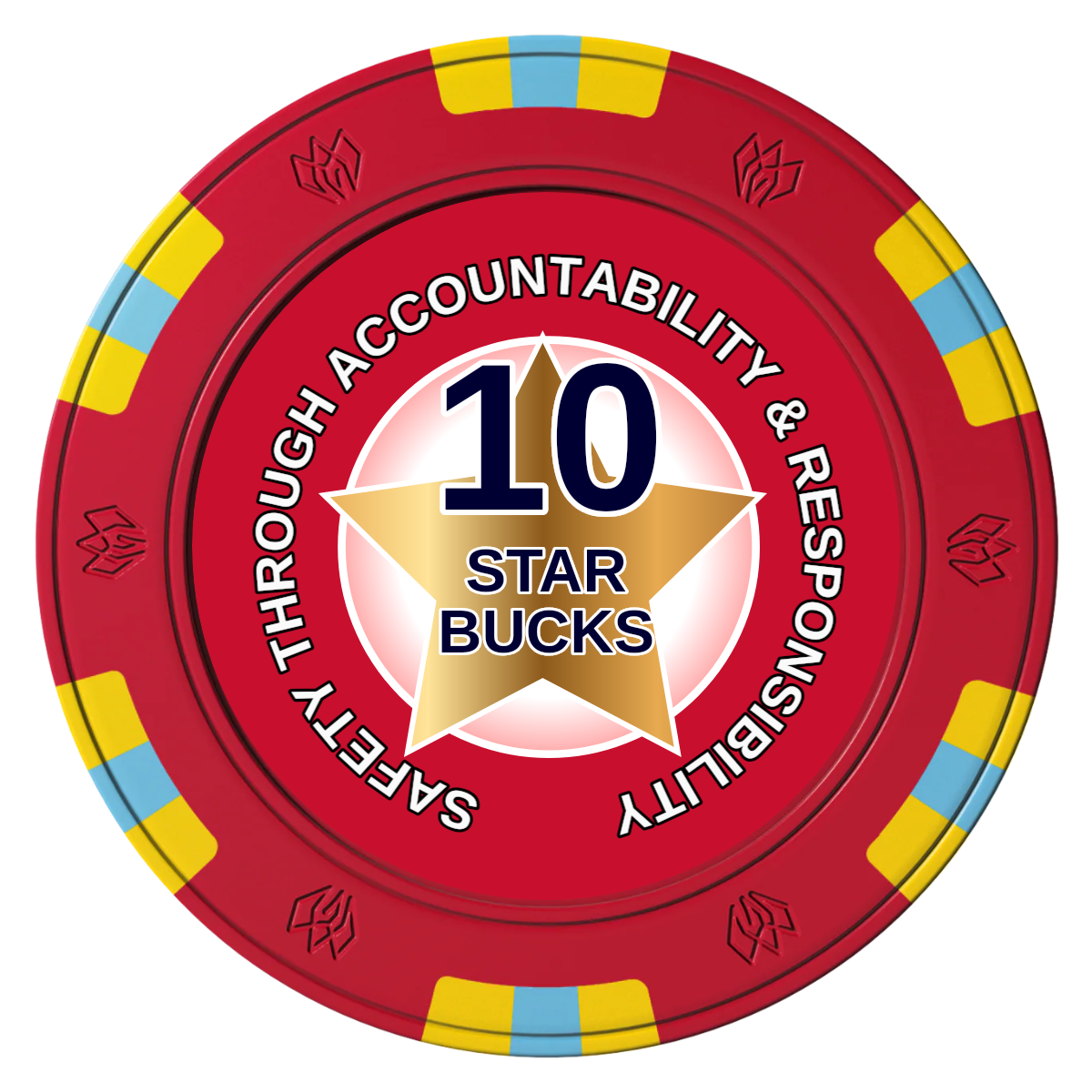 Safety Star Clay Poker Chips - Red / 6 Spot Gem / 40mm - Front