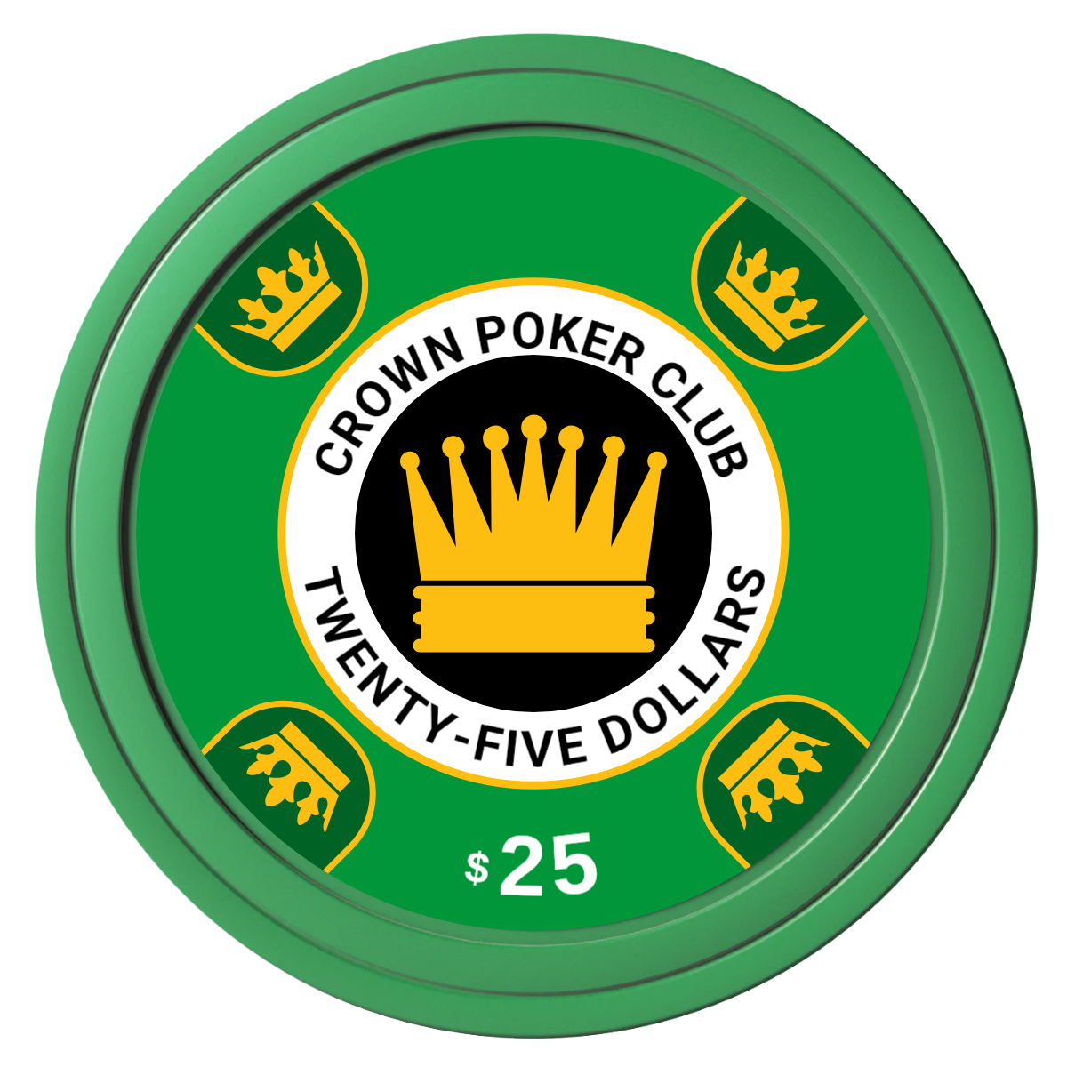 Crown Card Room Composite Poker Chips - Green / Solid - Front