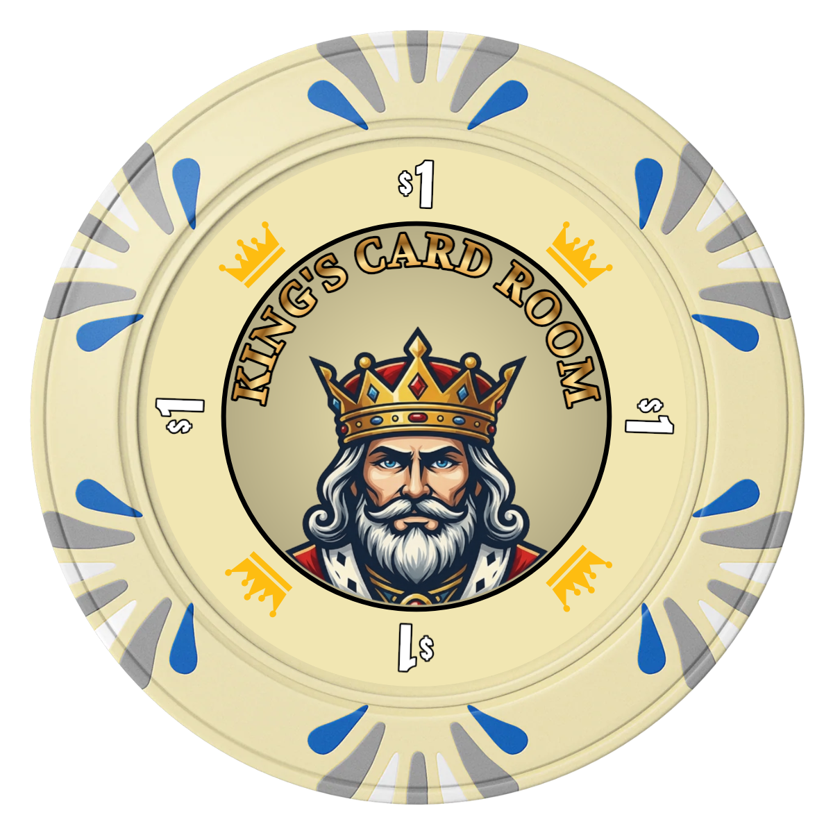 Kings Clay Poker Chips - Ivory / Macau / 40mm - Front