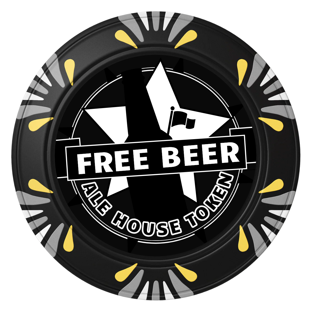 Free Beer Drink Clay Poker Chips - Black / Macau / 40mm - Front