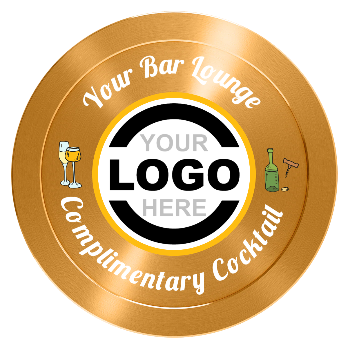 Fancy Drink Aluminum Poker Chips - Gold - Back