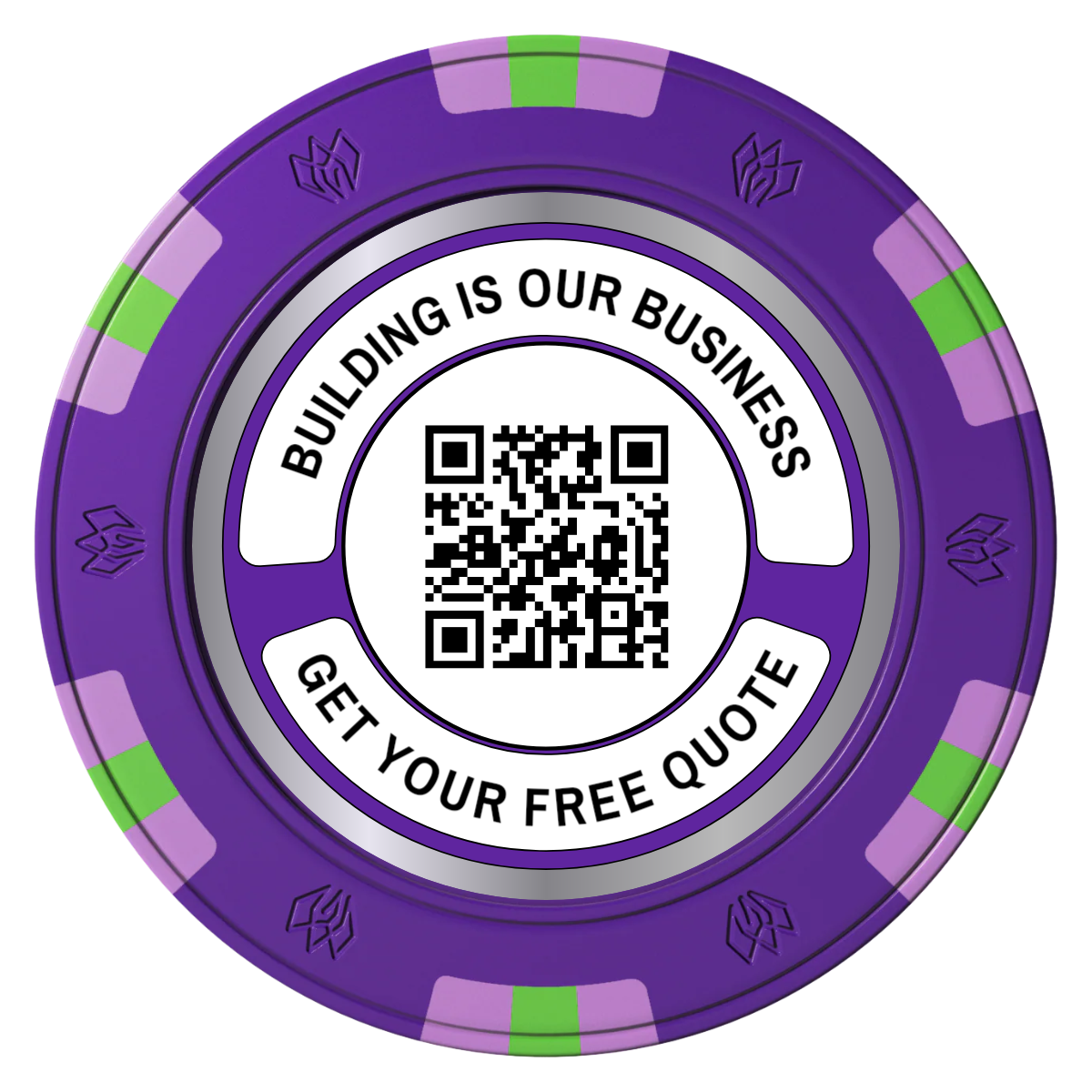 Acme Construction Clay Poker Chips - Purple / 6 Spot Gem / 43mm - Front