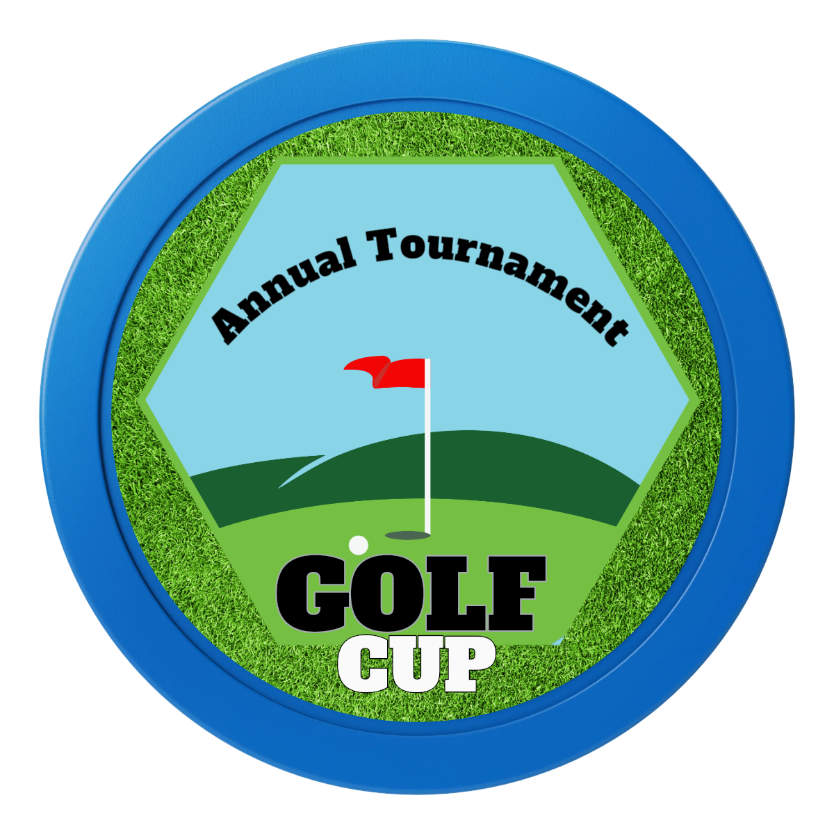 Golf Cup 2" Oversized Poker Chips - Blue - Front