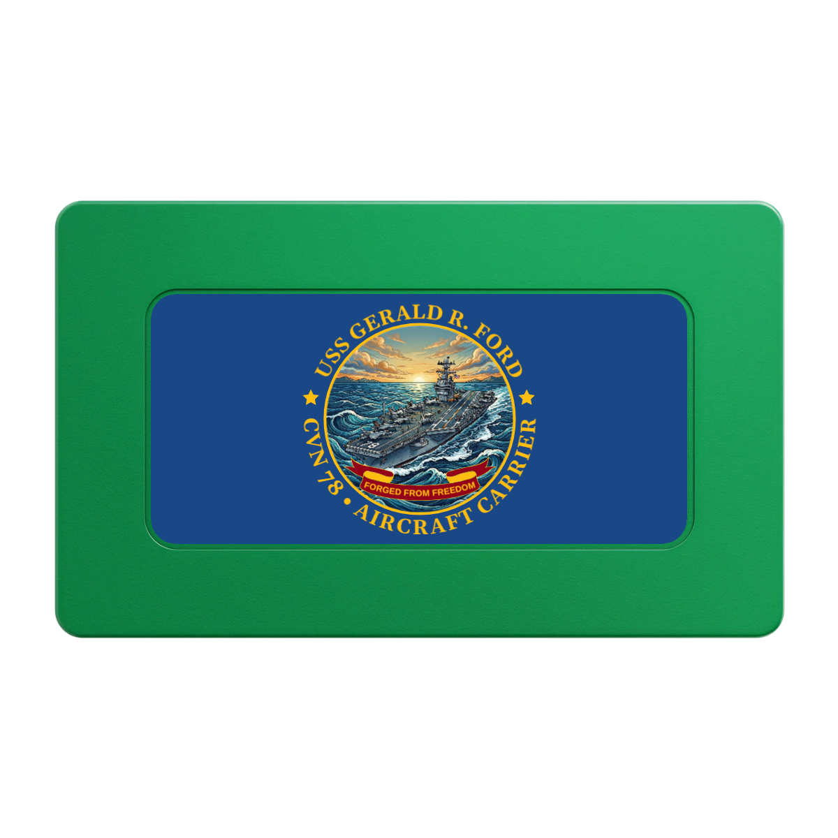 Navy USS Gerald Ford Rectangular Poker Chip Plaques - Green - Front