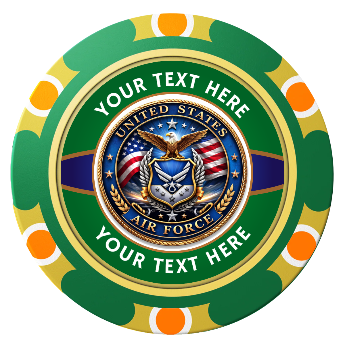 Air Force Clay Poker Chips - Green / Monte Carlo / 40mm - Front