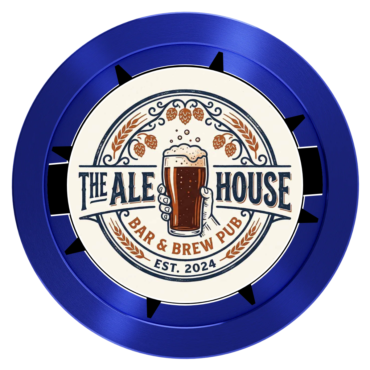 Free Beer Drink Aluminum Poker Chips - Blue - Back