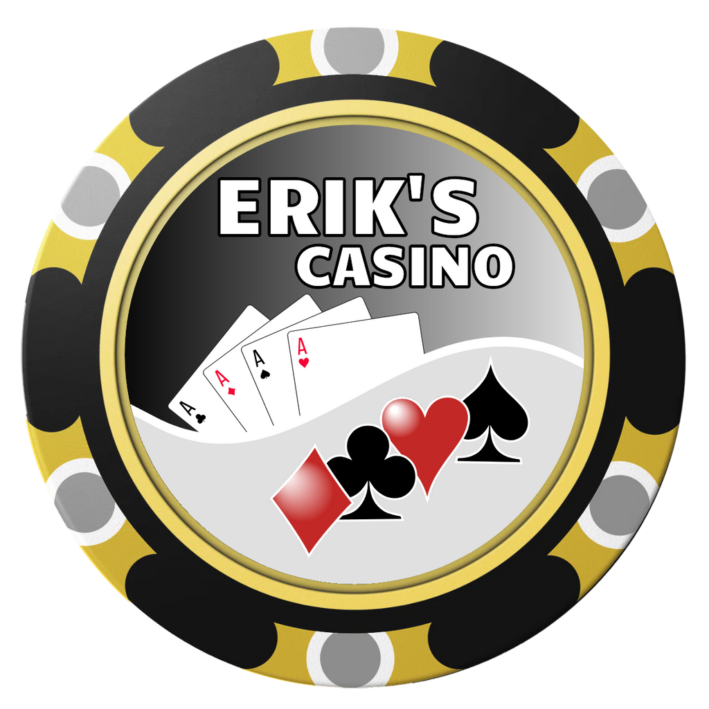 Erik's Casino Clay Poker Chips - Black / Monte Carlo / 40mm - Front