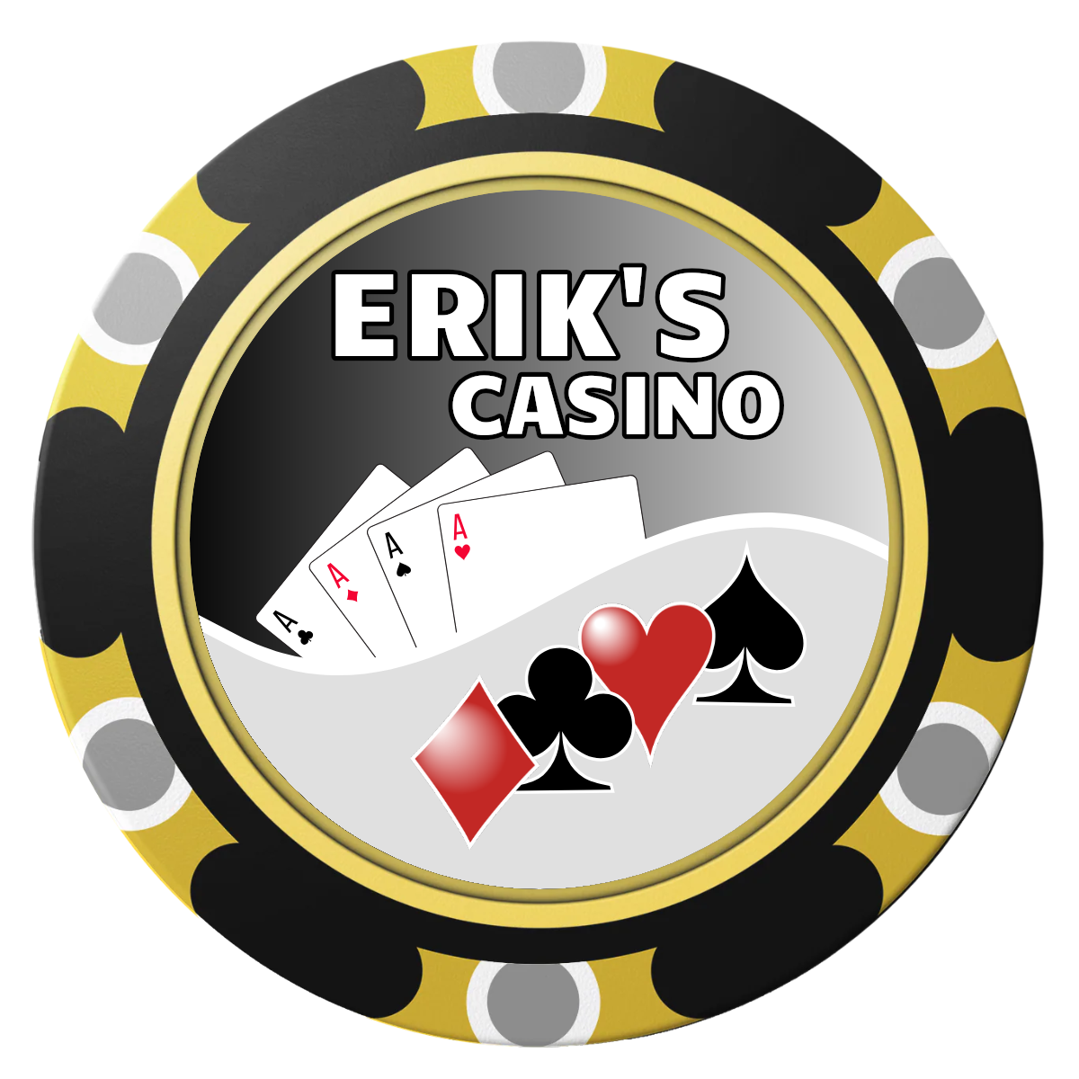 Erik's Casino Clay Poker Chips - Black / Monte Carlo / 40mm - Front