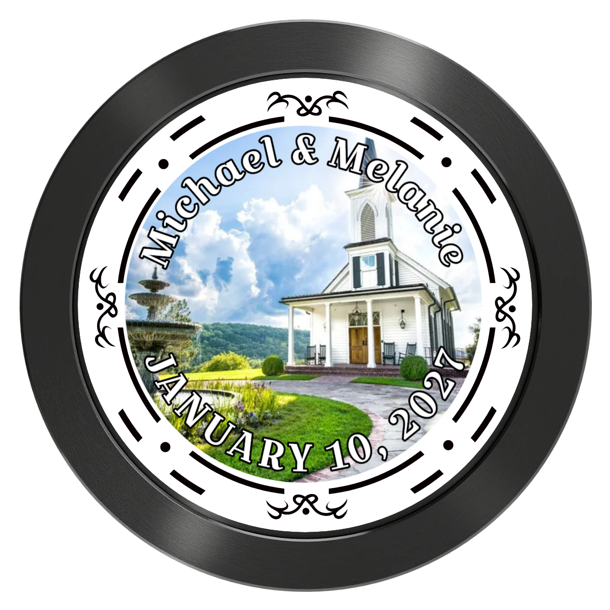 Save the Date Element Aluminum Poker Chips - Black - Back