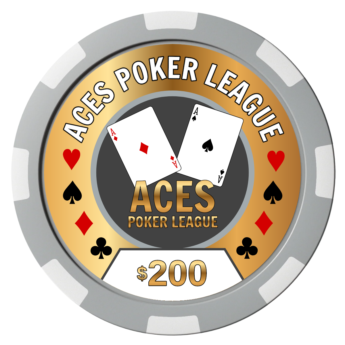 Aces Poker League Composite Poker Chips - Gray / 8 Spot - Front
