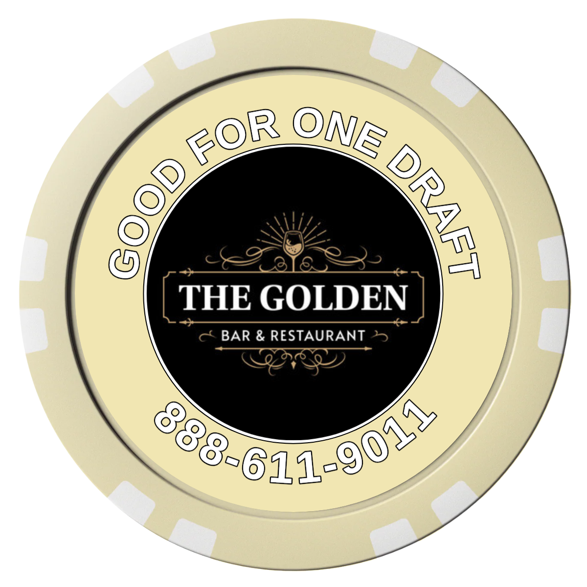 Branded Logo Bar Drink Token Composite Poker Chips - Ivory / Double Stripe - Front