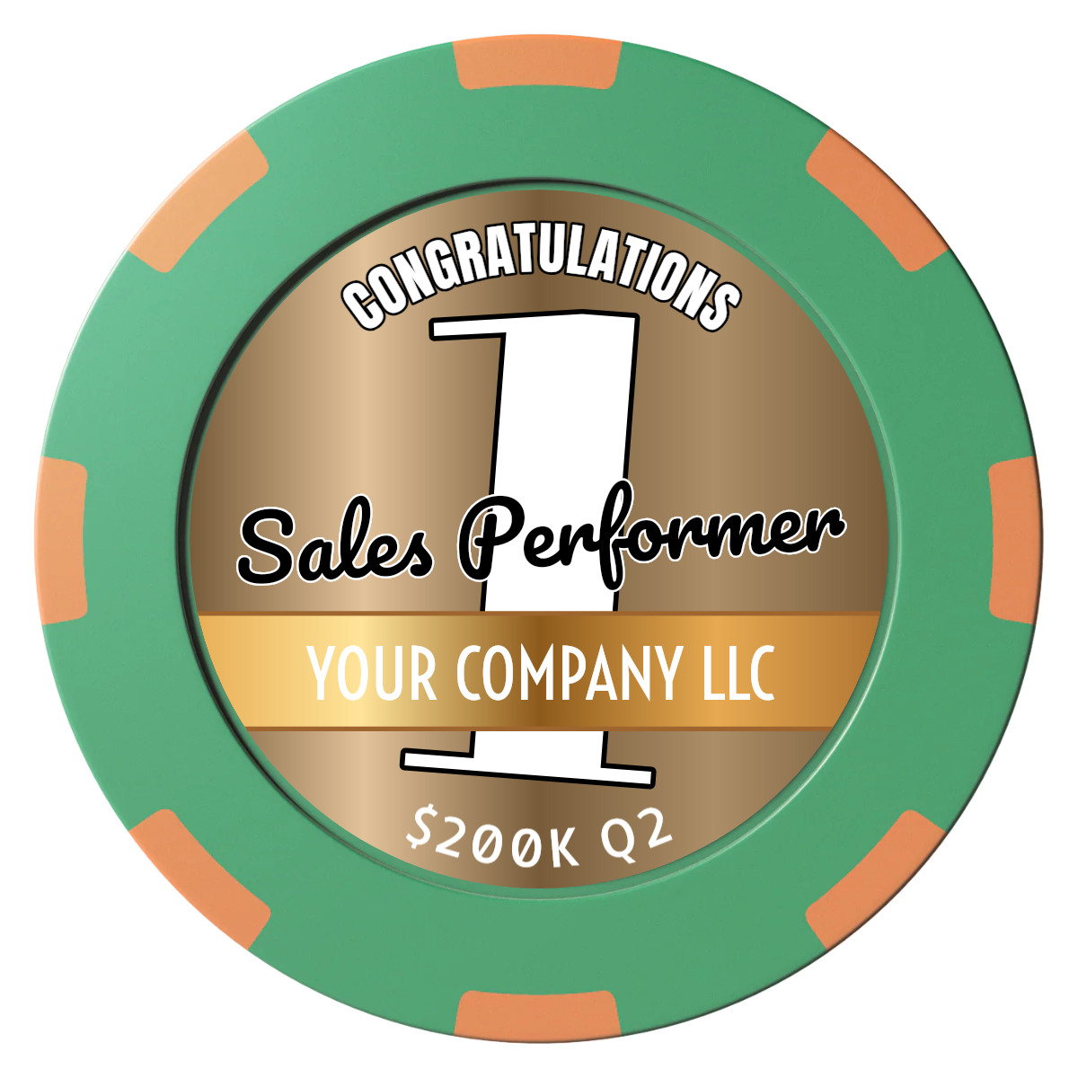 Top Sales Performer Clay Poker Chips - Green / 8 Spot (2 Tone) / 40mm - Front