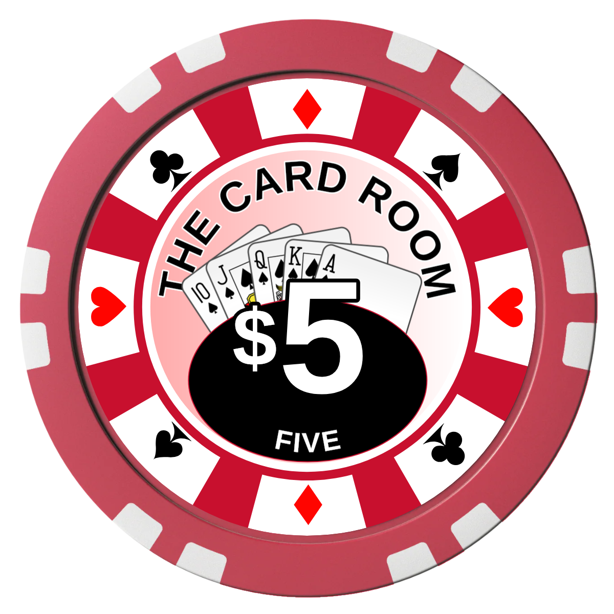 A Suitable Design Composite Poker Chips - Red / Double Stripe - Front