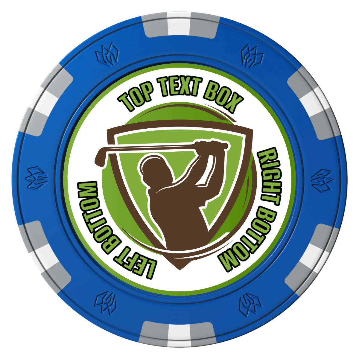 The Golfer Clay Poker Chips - Blue / 6 Spot Gem / 40mm - Front