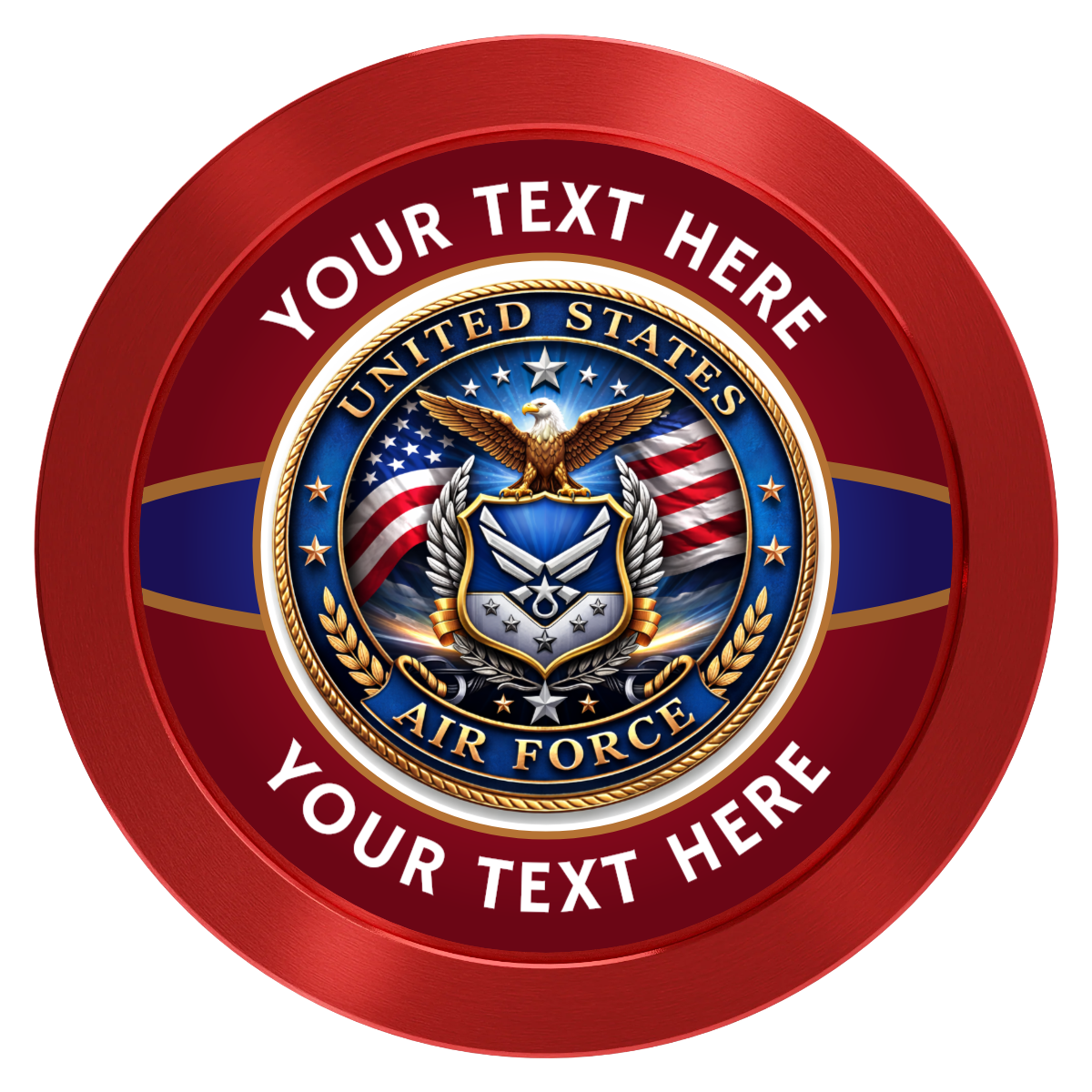 Air Force Aluminum Poker Chips - Red - Front
