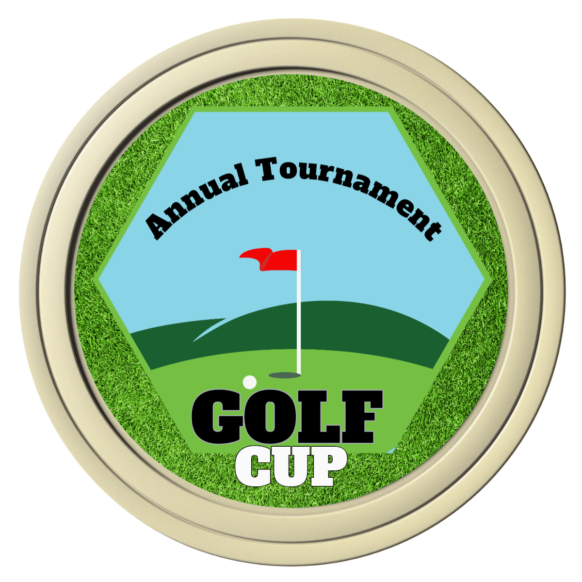 Golf Cup Composite Poker Chips - Ivory / Solid - Front