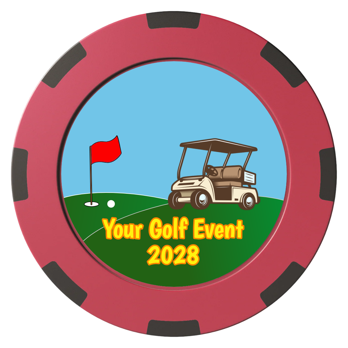 Going Golfing Today Clay Poker Chips - Red / 8 Spot (2 Tone) / 40mm - Front