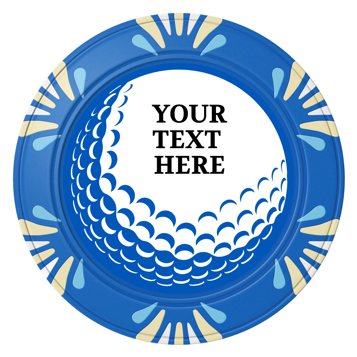 Hole In One Clay Poker Chips - Blue / Macau / 40mm - Front