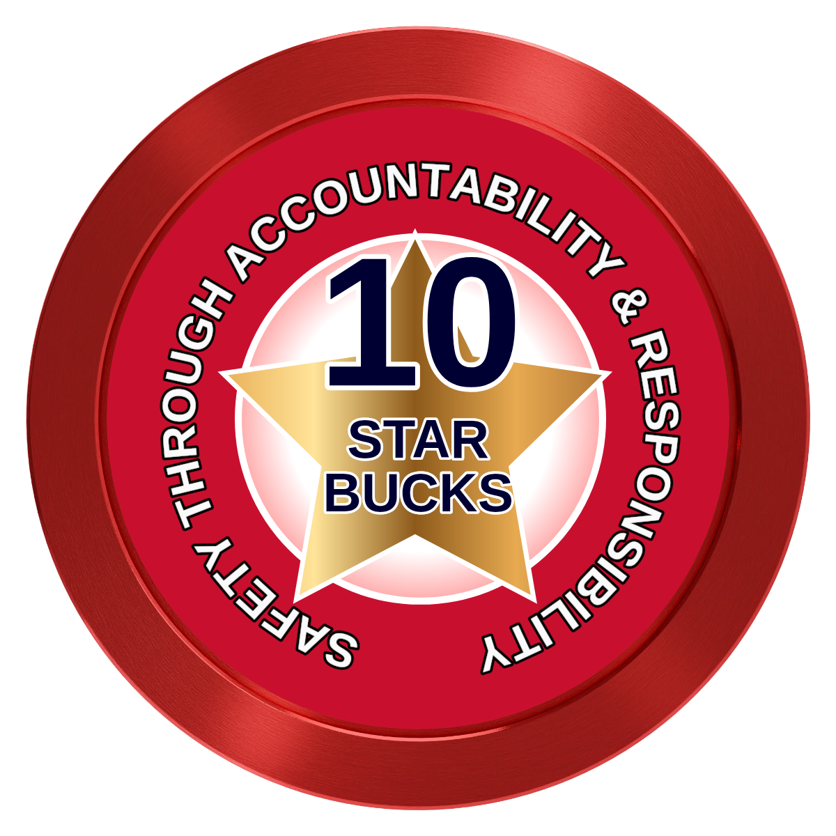 Safety Star Aluminum Poker Chips - Red - Front
