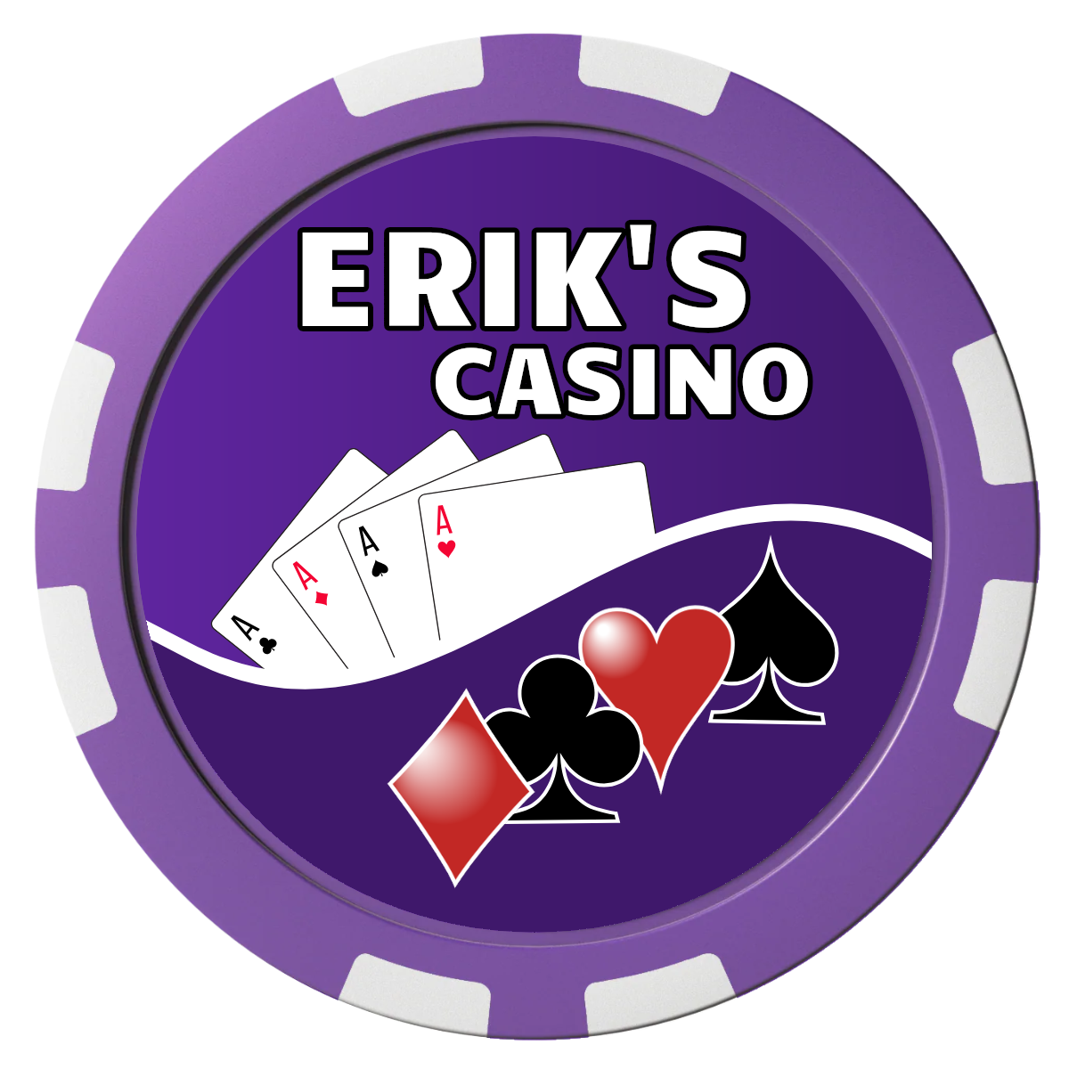 Erik's Casino Composite Poker Chips - Purple / 8 Stripe - Front