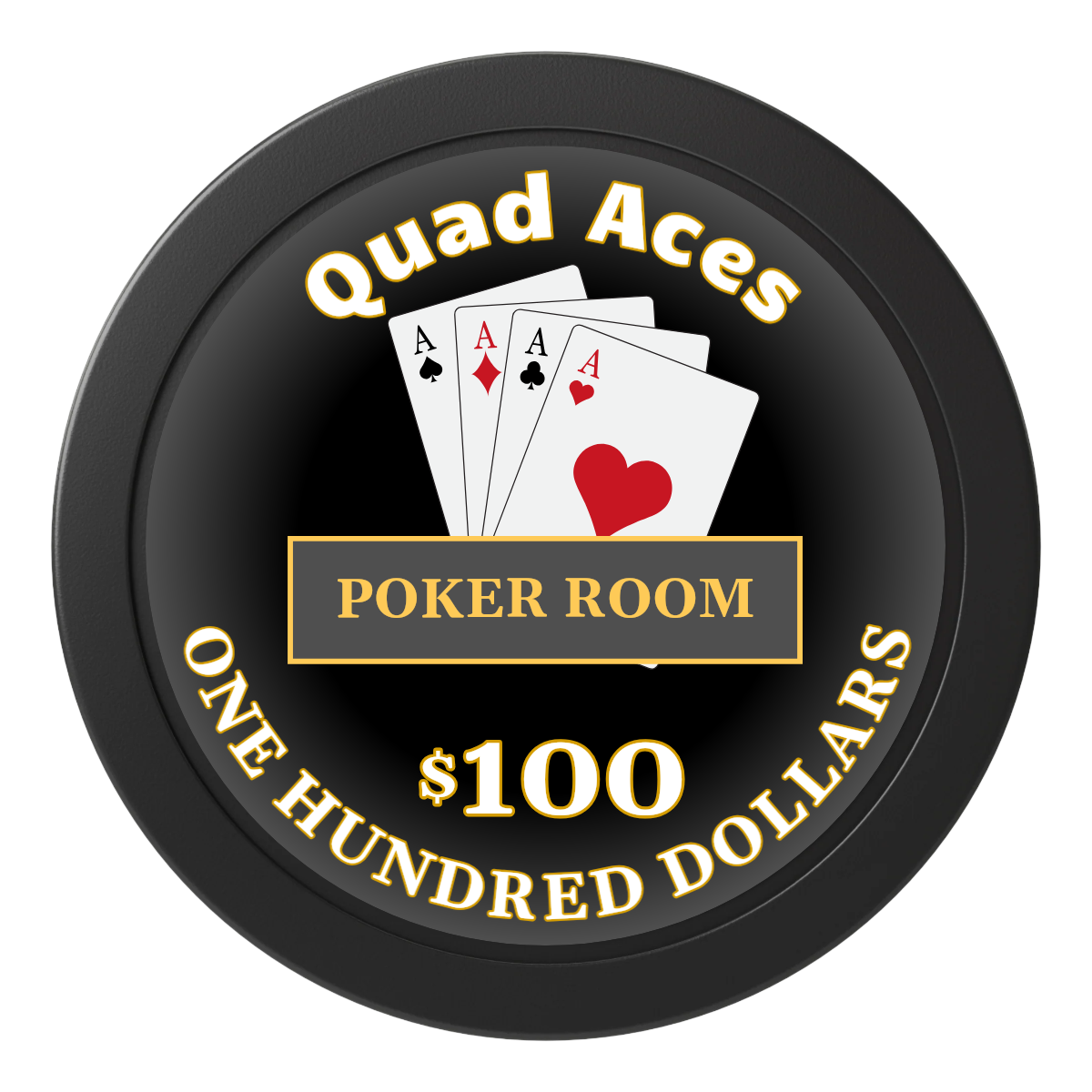 Quad Aces 2" Oversized Poker Chips - Black - Front