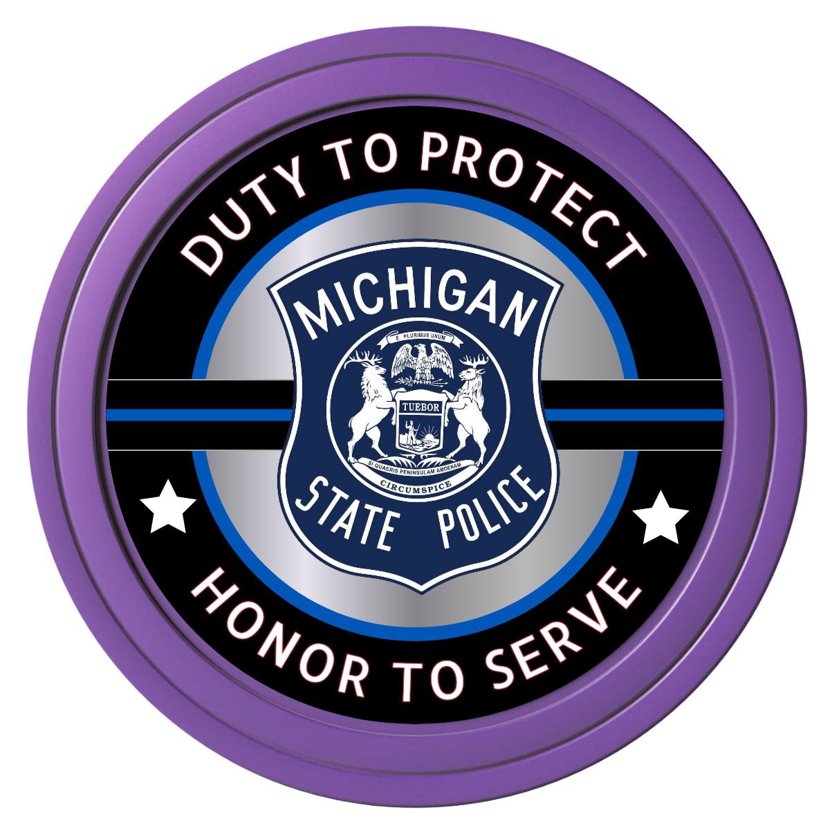 Police Department #01 Composite Poker Chips - Purple / Solid - Front